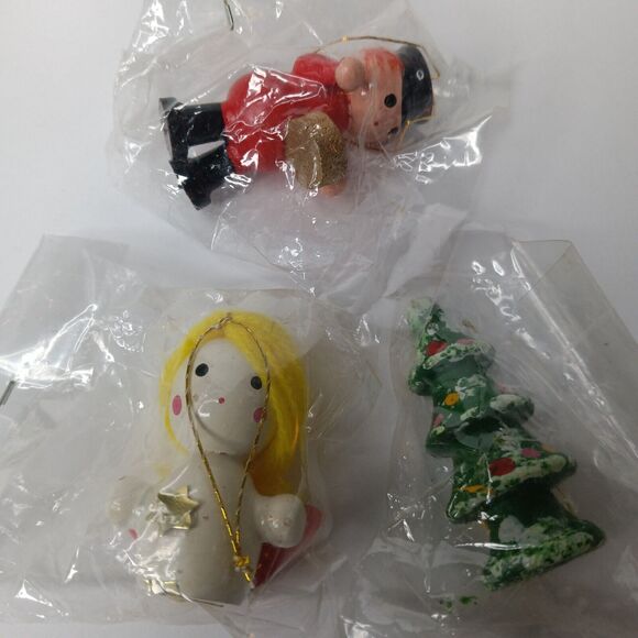 Miniature Wooden Christmas Ornaments Set of 12 Holiday Christmas Tree Decoration - Picture 6 of 6